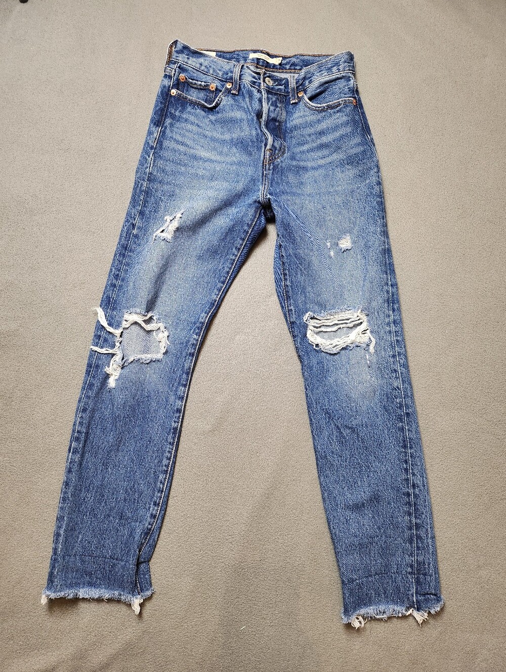 Levi's Wedgie Straight Crop Jeans Distressed Sz 26